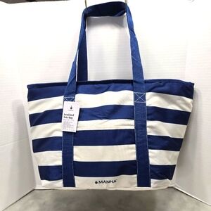 Manna Insulated New Blue/White Striped Nautical Cooler Tote/Bag